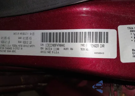 2015 Chrysler 200 Limited z USA, uszkodzony, nr VIN 1C3CCCAB9FN708401